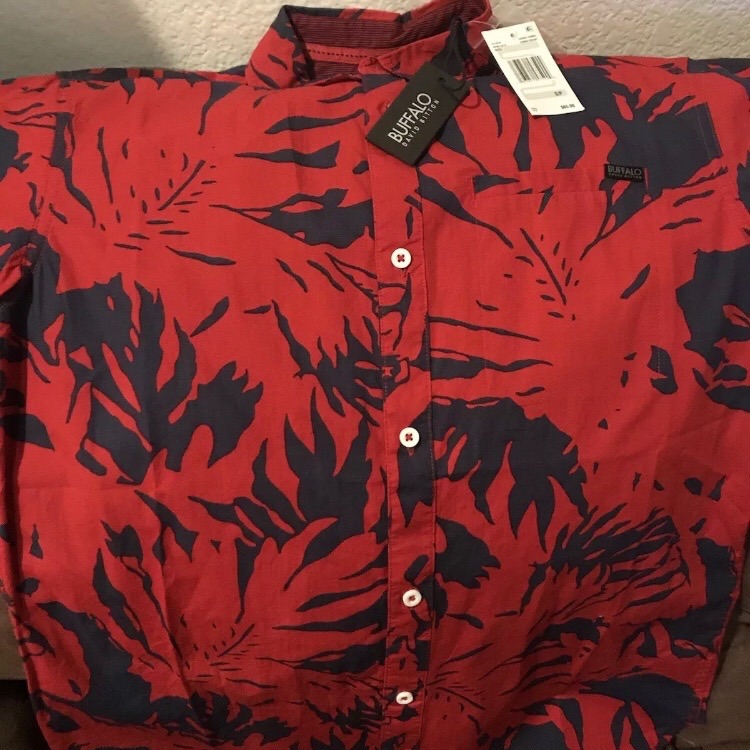 Hawaiian Shirt Red Buffalo Brand Small Medium  Large Retails For 65